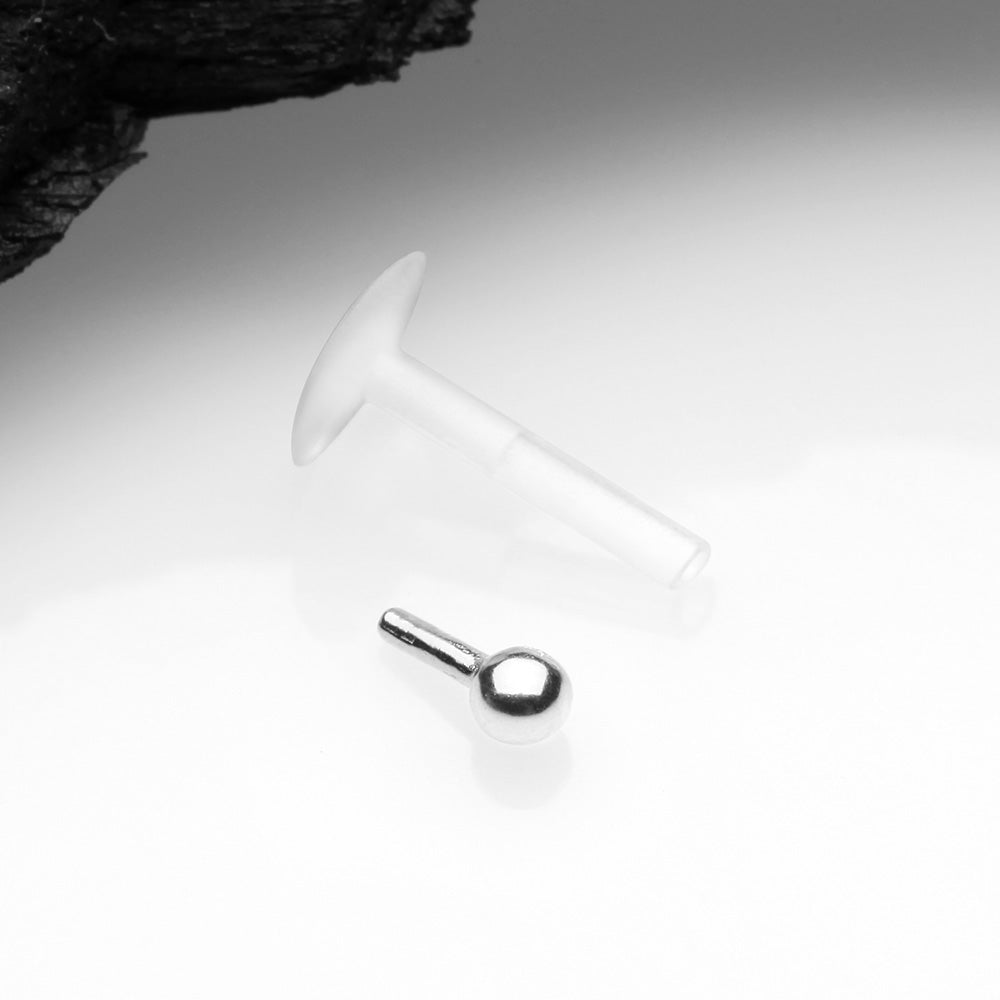 Detail View 2 of 14 Karat White Gold Push-In Ball Top Bio-Flex Labret