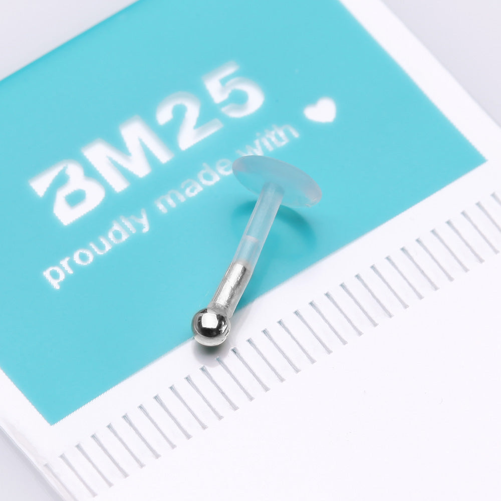 Detail View 3 of 14 Karat White Gold Push-In Ball Top Bio-Flex Labret