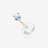 14 Karat Gold Fire Opal Prong Set Top Bio-Flex Labret