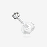 14 Karat White Gold Push-In Gem Ball Top Bio-Flex Labret