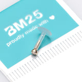 Detail View 3 of 14 Karat Gold Push-In Gem Ball Top Bio-Flex Labret-Clear Gem