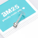 Detail View 3 of 14 Karat White Gold Push-In Prong Set Princess Cut Square Gem Top Bio-Flex Labret-Clear Gem