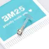 Detail View 3 of 14 Karat Gold Push-In Prong Set Princess Cut Square Gem Top Bio-Flex Labret-Clear Gem