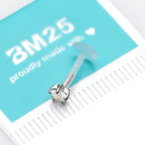 Detail View 3 of 14 Karat White Gold Push-In Prong Set Star Gem Top Bio-Flex Labret-Clear Gem