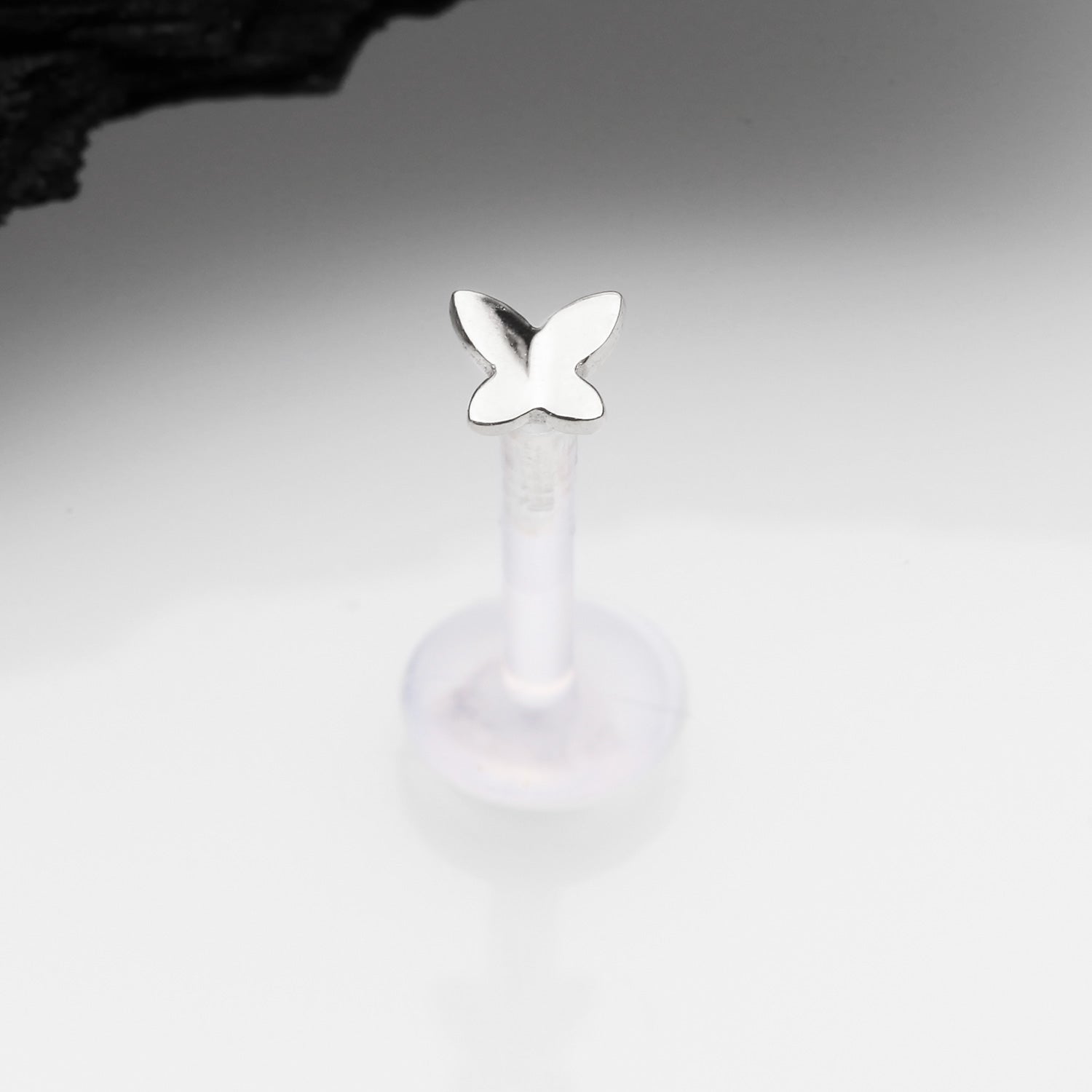 Detail View 1 of 14 Karat White Gold Push-In Dainty Butterfly Top Bio-Flex Labret