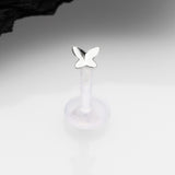 Detail View 1 of 14 Karat White Gold Push-In Dainty Butterfly Top Bio-Flex Labret