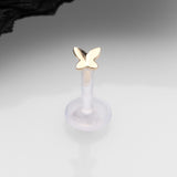 Detail View 1 of 14 Karat Gold Push-In Dainty Butterfly Top Bio-Flex Labret