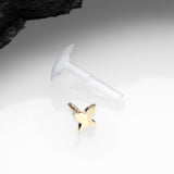 Detail View 2 of 14 Karat Gold Push-In Dainty Butterfly Top Bio-Flex Labret