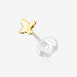 14 Karat Gold Push-In Dainty Butterfly Top Bio-Flex Labret