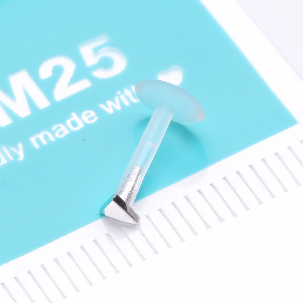 Detail View 2 of 14 Karat White Gold Triangle Plate Top Bio-Flex Labret