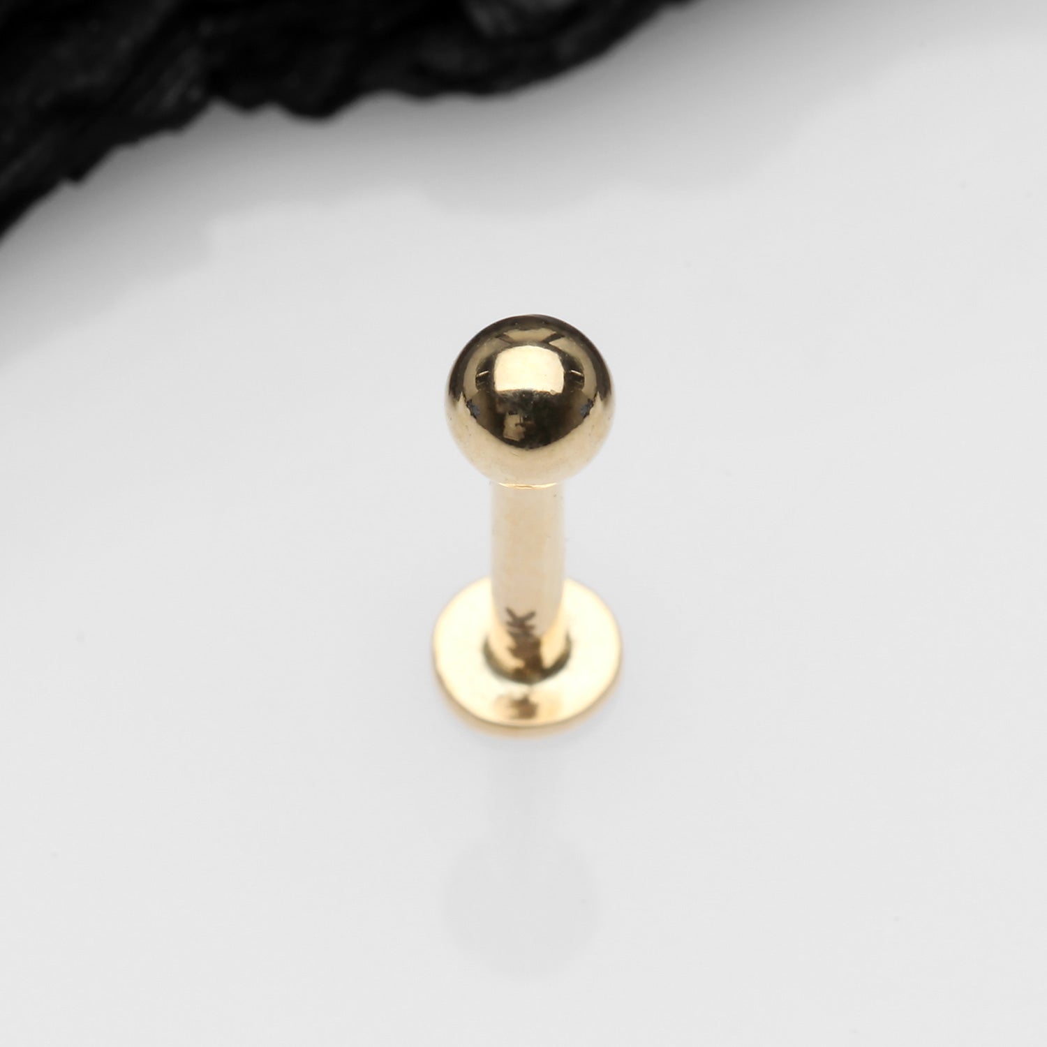 Detail View 1 of 14 Karat Gold Ball Top Flat Back Stud Labret