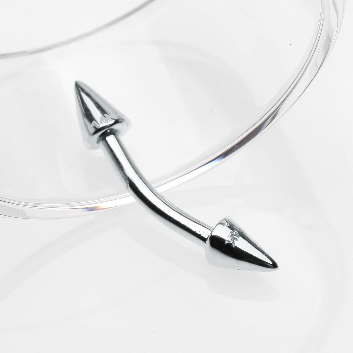 Detail View 1 of 14 Karat White Gold Spike Cone Curved Barbell