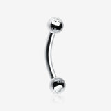 14 Karat White Gold Gem Ball Ends Curved Barbell