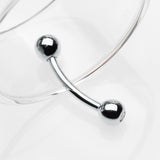 Detail View 1 of 14 Karat White Gold Gem Ball Ends Curved Barbell-Clear Gem