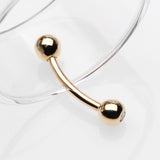 Detail View 1 of 14 Karat Gold Gem Ball Ends Curved Barbell-Clear Gem