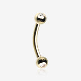 14 Karat Gold Gem Ball Ends Curved Barbell