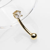 Detail View 1 of 14 Karat Gold Prong Set Gem Sparkle Curved Barbell-Clear Gem