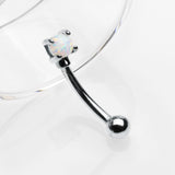 Detail View 1 of 14 Karat White Gold Prong Set Fire Opal Sparkle Curved Barbell-White Opal