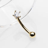 Detail View 1 of 14 Karat Gold Prong Set Star Gem Sparkle Curved Barbell-Clear Gem