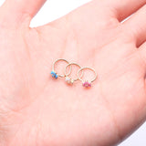 Detail View 3 of 14 Karat Gold Brilliant Fire Opal Spring Flower Bendable Hoop Ring-White Opal