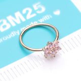 Detail View 4 of 14 Karat Gold Brilliant Sparkle Spring Flower Bendable Hoop Ring-Pink