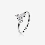 14 Karat White Gold Brilliant Trinity Sparkle Bendable Hoop Ring