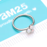 Detail View 4 of 14 Karat White Gold Brilliant Trinity Fire Opal Sparkle Bendable Hoop Ring-White Opal