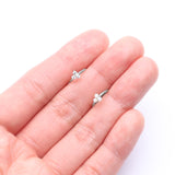 Detail View 3 of 14 Karat White Gold Brilliant Trinity Fire Opal Sparkle Bendable Hoop Ring-White Opal