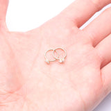 Detail View 3 of 14 Karat Gold Brilliant Trinity Fire Opal Sparkle Bendable Hoop Ring-White Opal