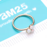 Detail View 4 of 14 Karat Gold Brilliant Trinity Fire Opal Sparkle Bendable Hoop Ring-White Opal