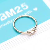 Detail View 4 of 14 Karat Gold Brilliant Sparkle Crescent Moon Bendable Hoop Ring-Clear Gem