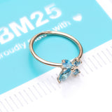 Detail View 4 of 14 Karat Gold Brilliant Sparkle Dainty Butterfly Bendable Hoop Ring-Aqua