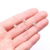 Detail View 3 of 14 Karat Gold Brilliant Sparkle Dainty Butterfly Bendable Hoop Ring-Aqua