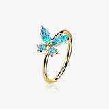14 Karat Gold Brilliant Sparkle Dainty Butterfly Bendable Hoop Ring