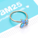 Detail View 4 of 14 Karat Gold Brilliant Fire Opal Dainty Butterfly Bendable Hoop Ring-Blue Opal