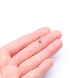 Detail View 2 of 14 Karat Gold Brilliant Fire Opal Dainty Butterfly Bendable Hoop Ring-Blue Opal