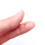 Detail View 2 of 14 Karat Gold Brilliant Fire Opal Dainty Butterfly Bendable Hoop Ring-White Opal