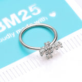 Detail View 4 of 14 Karat White Gold Brilliant Sparkle Cross Bendable Hoop Ring-Clear Gem