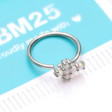 Detail View 4 of 14 Karat White Gold Brilliant Fire Opal Cross Bendable Hoop Ring-White Opal