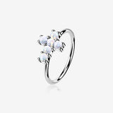 14 Karat White Gold Brilliant Fire Opal Cross Bendable Hoop Ring