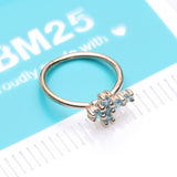 Detail View 4 of 14 Karat Gold Brilliant Sparkle Cross Bendable Hoop Ring-Aqua