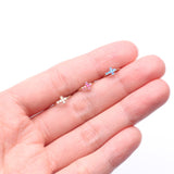 Detail View 3 of 14 Karat Gold Brilliant Fire Opal Cross Bendable Hoop Ring-Blue Opal