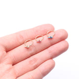 Detail View 3 of 14 Karat Gold Brilliant Fire Opal Cross Bendable Hoop Ring-White Opal