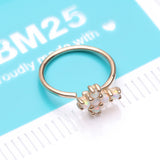 Detail View 4 of 14 Karat Gold Brilliant Fire Opal Cross Bendable Hoop Ring-White Opal