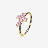 14 Karat Gold Brilliant Sparkle Cross Bendable Hoop Ring