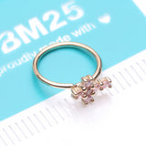 Detail View 4 of 14 Karat Gold Brilliant Sparkle Cross Bendable Hoop Ring-Pink