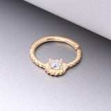 Detail View 1 of 14 Karat Gold Twisted Rope Sparkle Bendable Hoop Ring