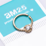 Detail View 4 of 14 Karat Gold Twisted Rope Sparkle Bendable Hoop Ring