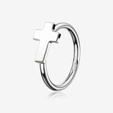 14 Karat White Gold Cross Bendable Hoop Ring