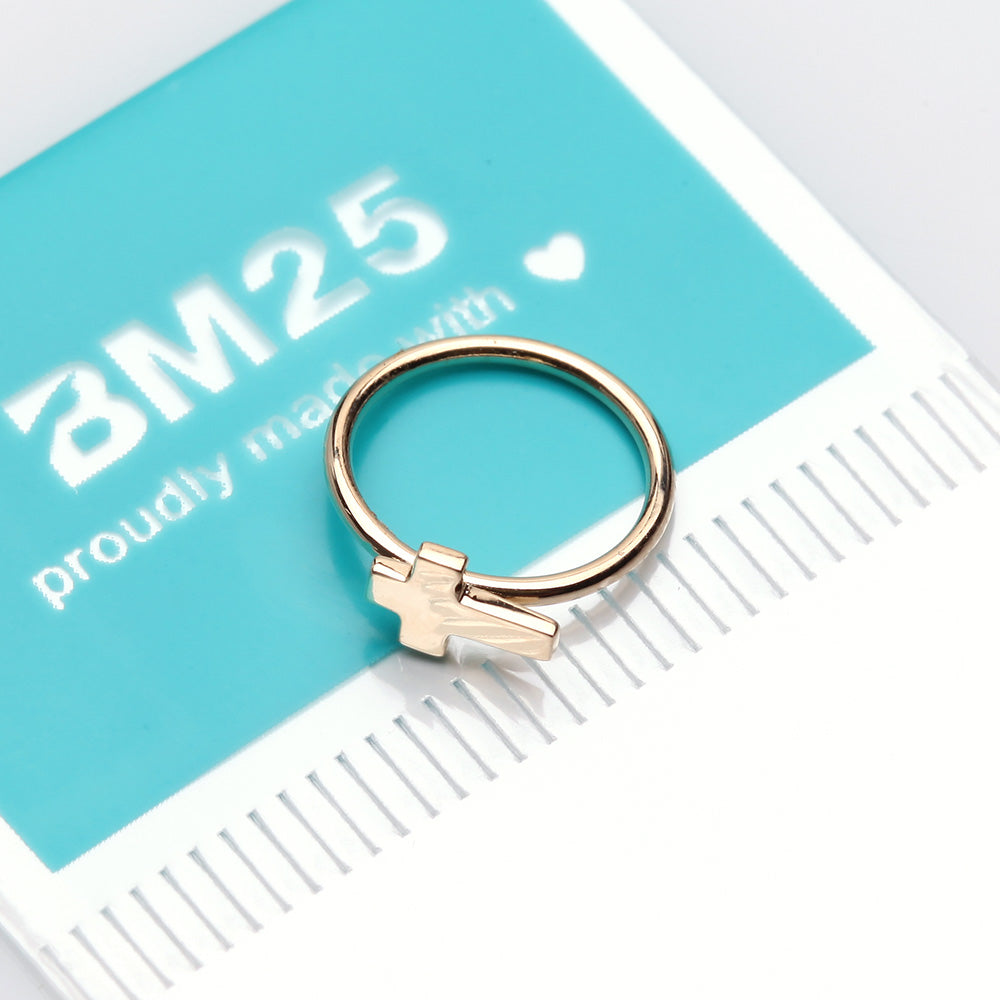 Detail View 2 of 14 Karat Gold Cross Bendable Hoop Ring